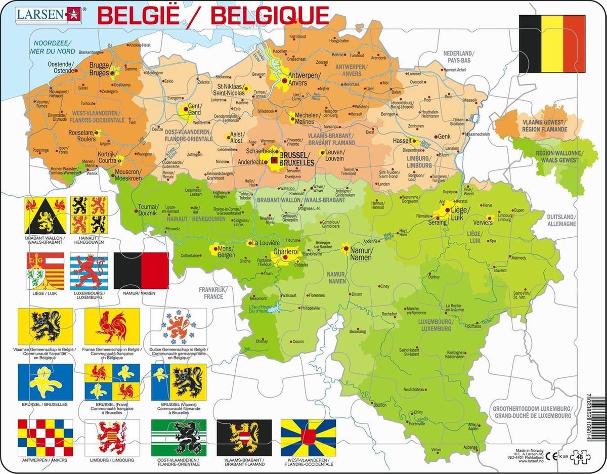 Selecta Larsen Puzzlekarte Belgien, 48 Teile.