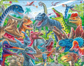 Larsen blije dinosauriërs – puzzel – dieren – prehistorie – educatieve legpuzzel voor kinderen – 43 stukjes – gemaakt in noorwegen – extra dikke 2,5 mm stukjes – tray met vaste rand