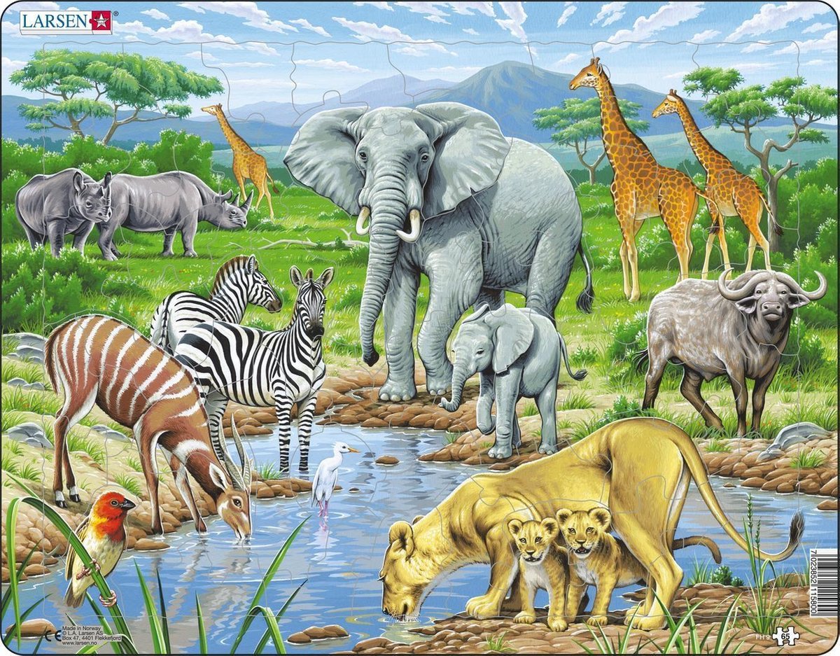 Selecta Larsen Puzzle Tiere - Afrikanische Savanne, 65 Teile.