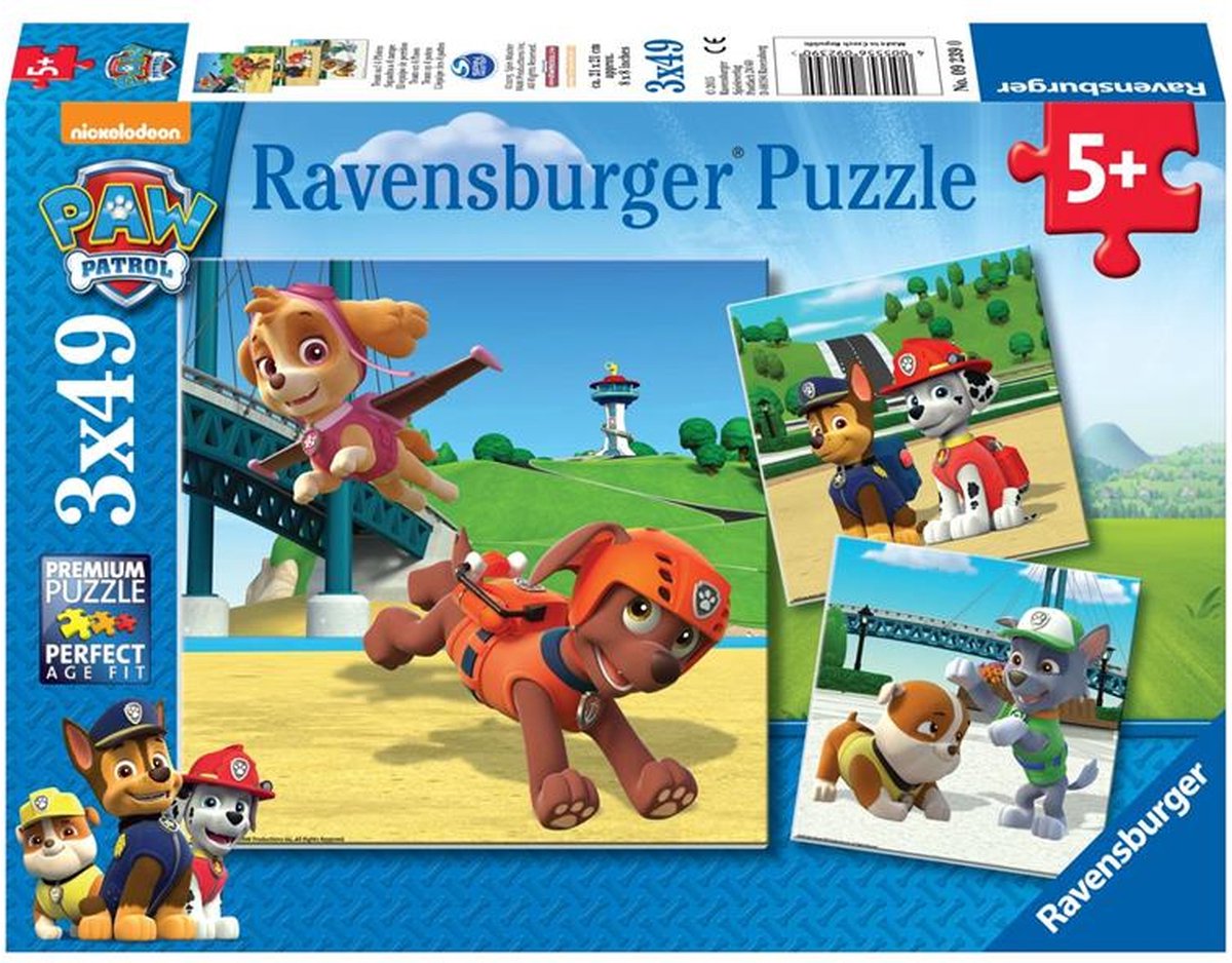 Ravensburger Paw Patrol Puzzle - Team auf 4 Beinen, 3x49 Steine.