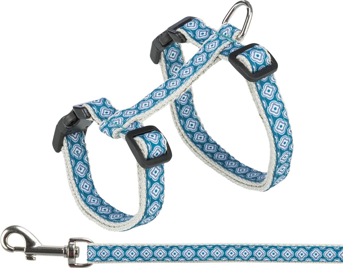 Trixie Katzengeschirr mit Leine, grau-blau