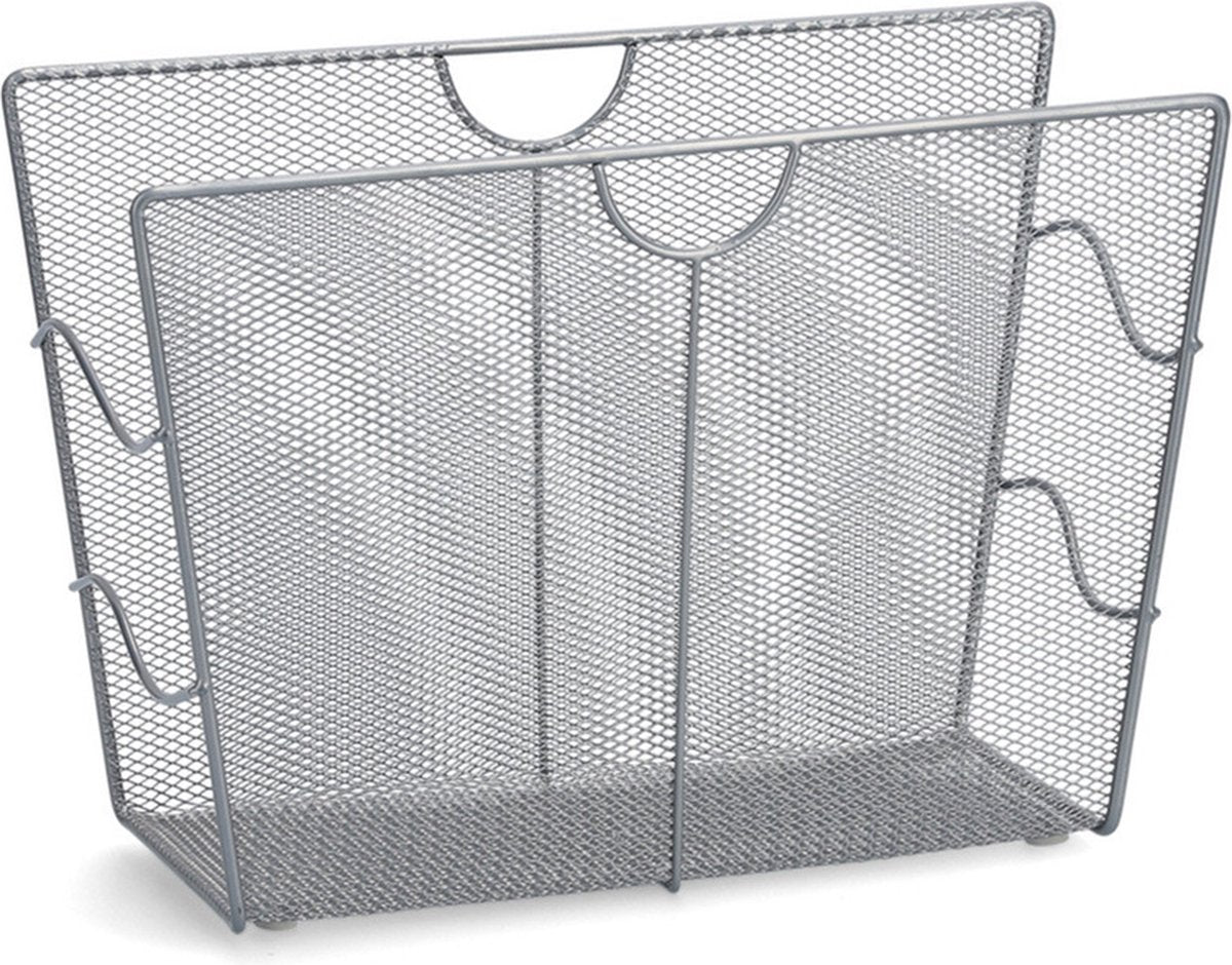 Zeller tijdschriftenrek houder - zilver - 39 x 27 cm - metaal