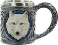 Puckator decoratieve witte wolf drinkbeker - witte wolf mok met rvs inzet - voor warme en koude drankjes