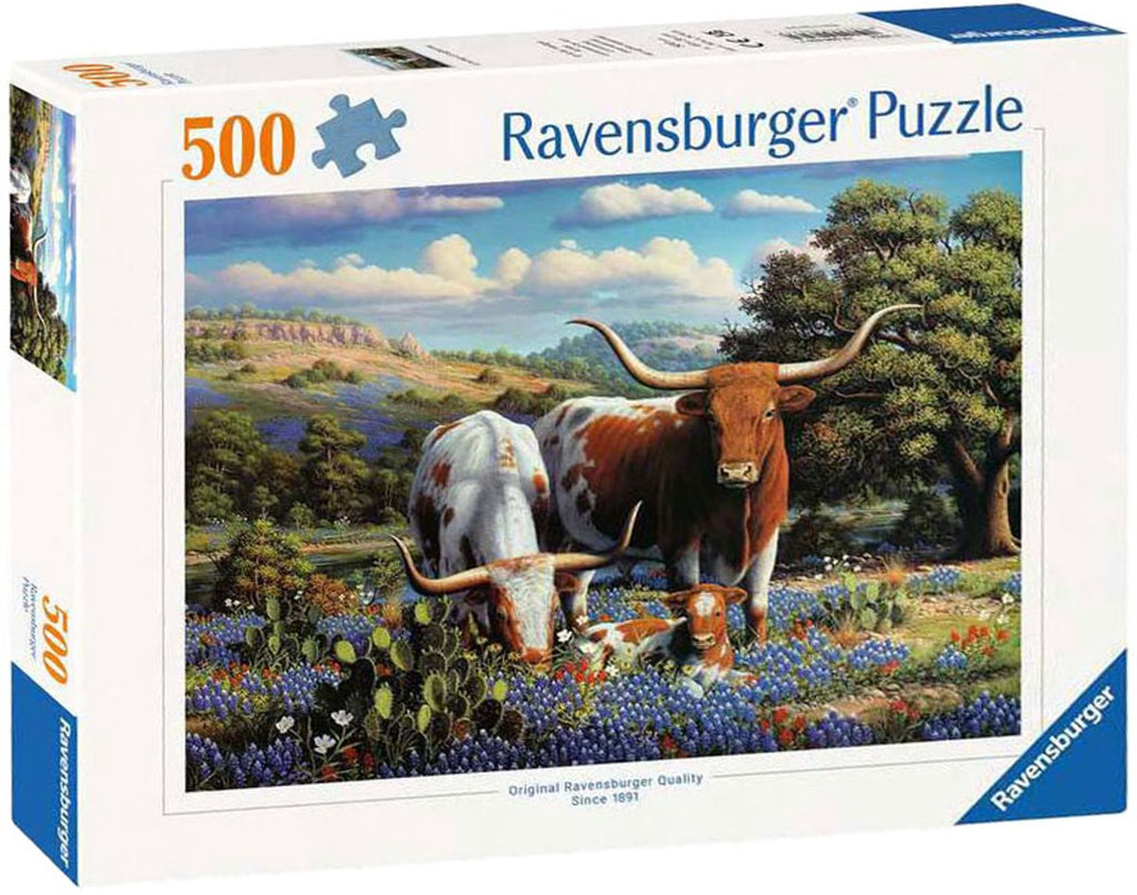 Ravensburger Puzzle „Longhorns liebende Tiere“, 500 Teile.