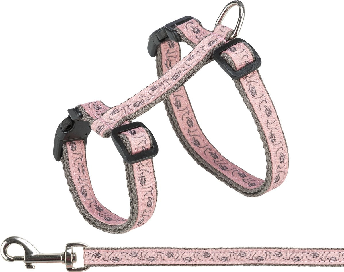 Trixie Katzengeschirr mit Leine, grau-rosa
