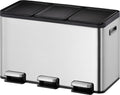 Eko - essential splitted recycler pedaalemmer 10+10+10 liter - stainless steel - mat rvs - prullenbak