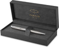 Parker sonnet-balpen | roestvrij staal met palladium rand | medium penpunt | zwarte inkt | cadeauverpakking