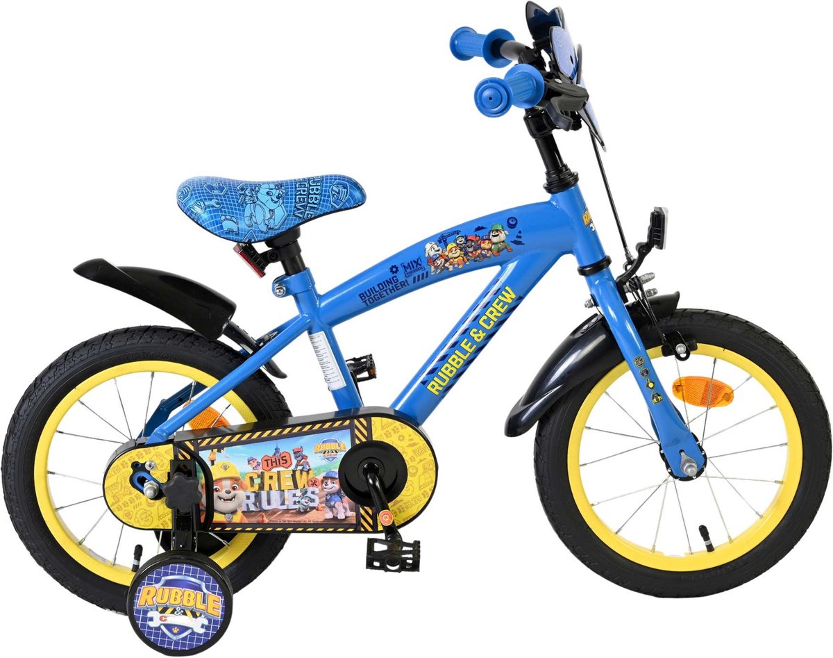 Volare paw patrol - rubble crew - kinderfiets - jongens - 14 inch - blauw