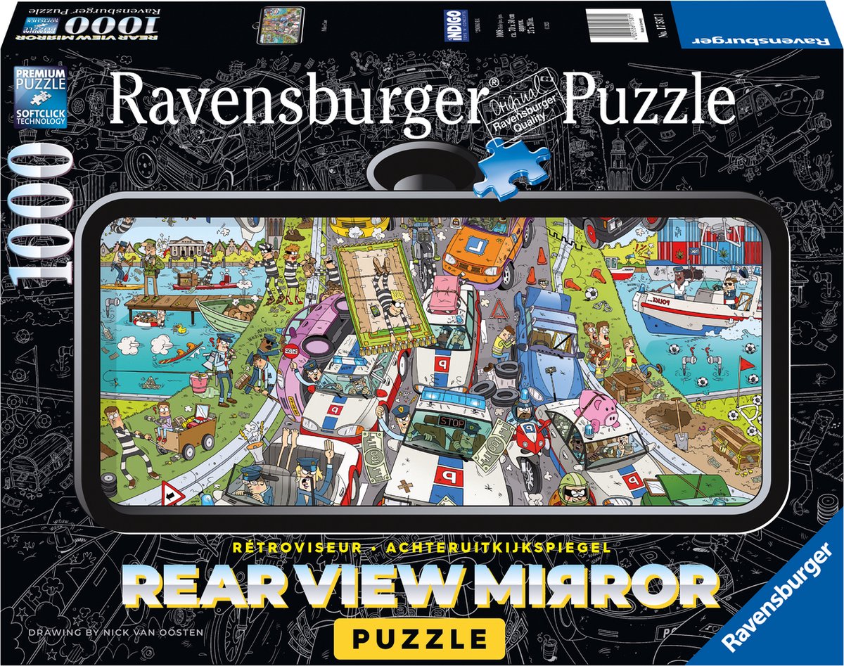 Ravensburger rear view mirror puzzle politie achtervolging - legpuzzel - 1000 stukjes