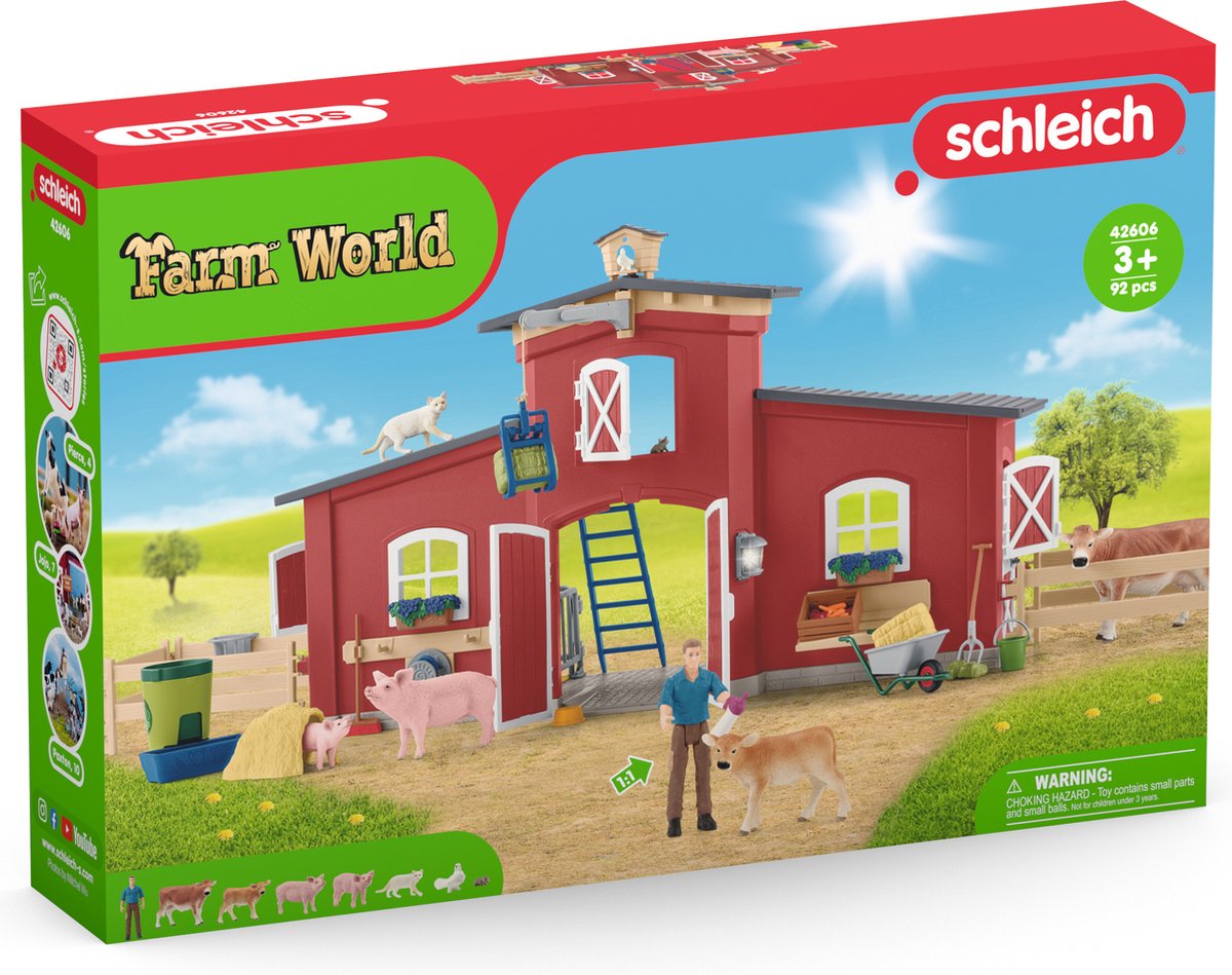 Schleich farm world - grote stal, rood - boerderij speelgoed - 42606
