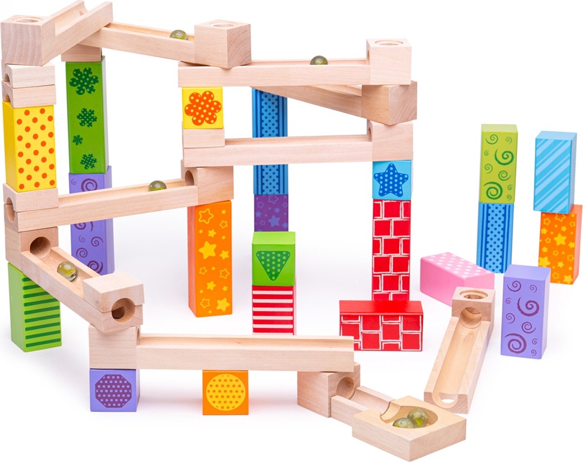 Bigjigs Murmelbahn aus Holz, 53-teilig.
