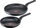 Tefal easy cook clean - koekenpannenset - ø24 en ø28 cm - niet geschikt voor inductie - anti-aanbaklaag - aluminium - zwart