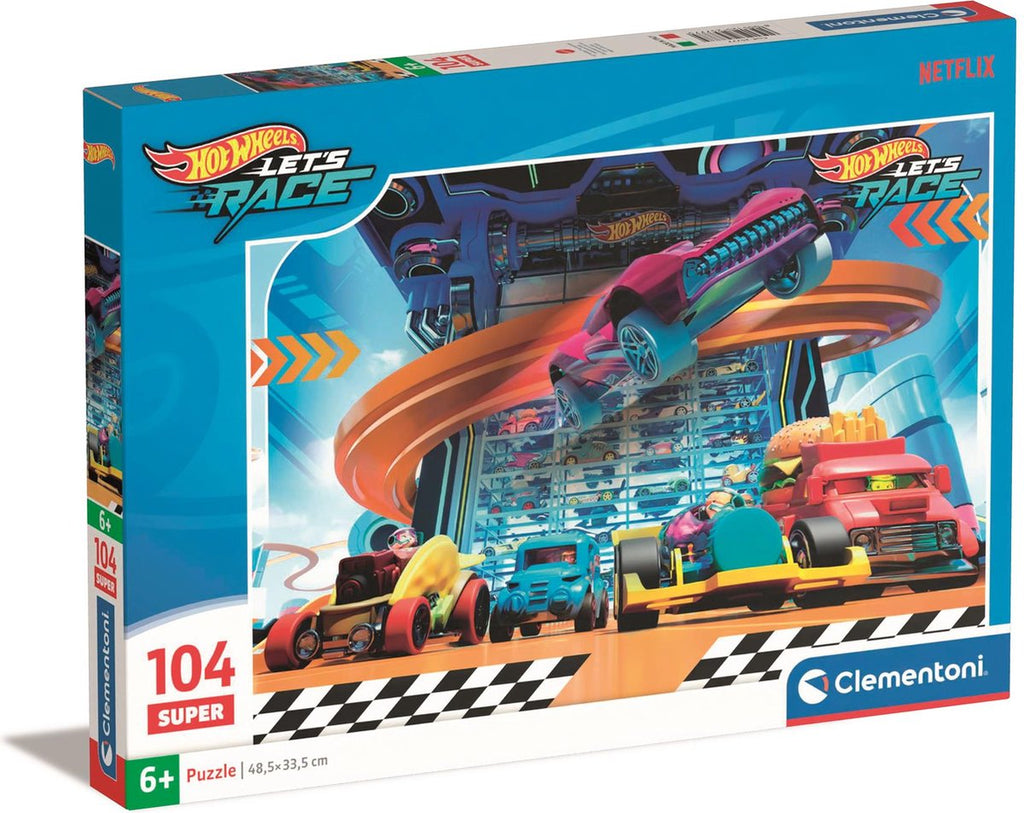 Clementoni legpuzzel super color hot wheels ii, 104st.