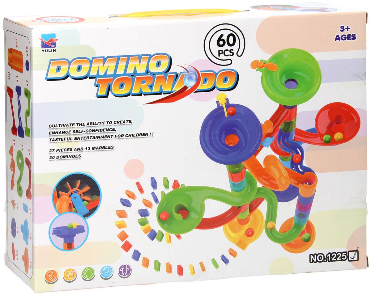 Domino Tornado Kugelbahn, 60 Stück.