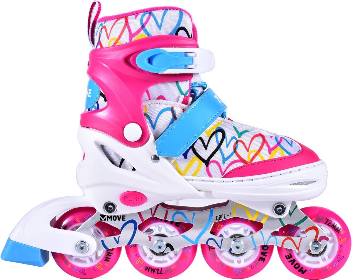 Move inline skates - love l 38-41 - wit roze - verstelbaar maat 38 tot 41