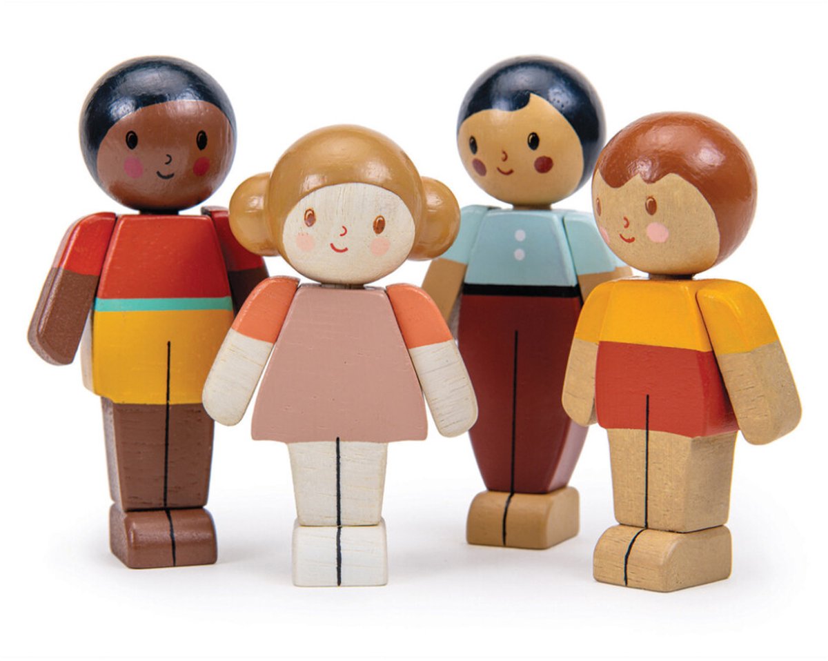Tender leaf poppen familie - caramel meisje houten speelgoed popje.