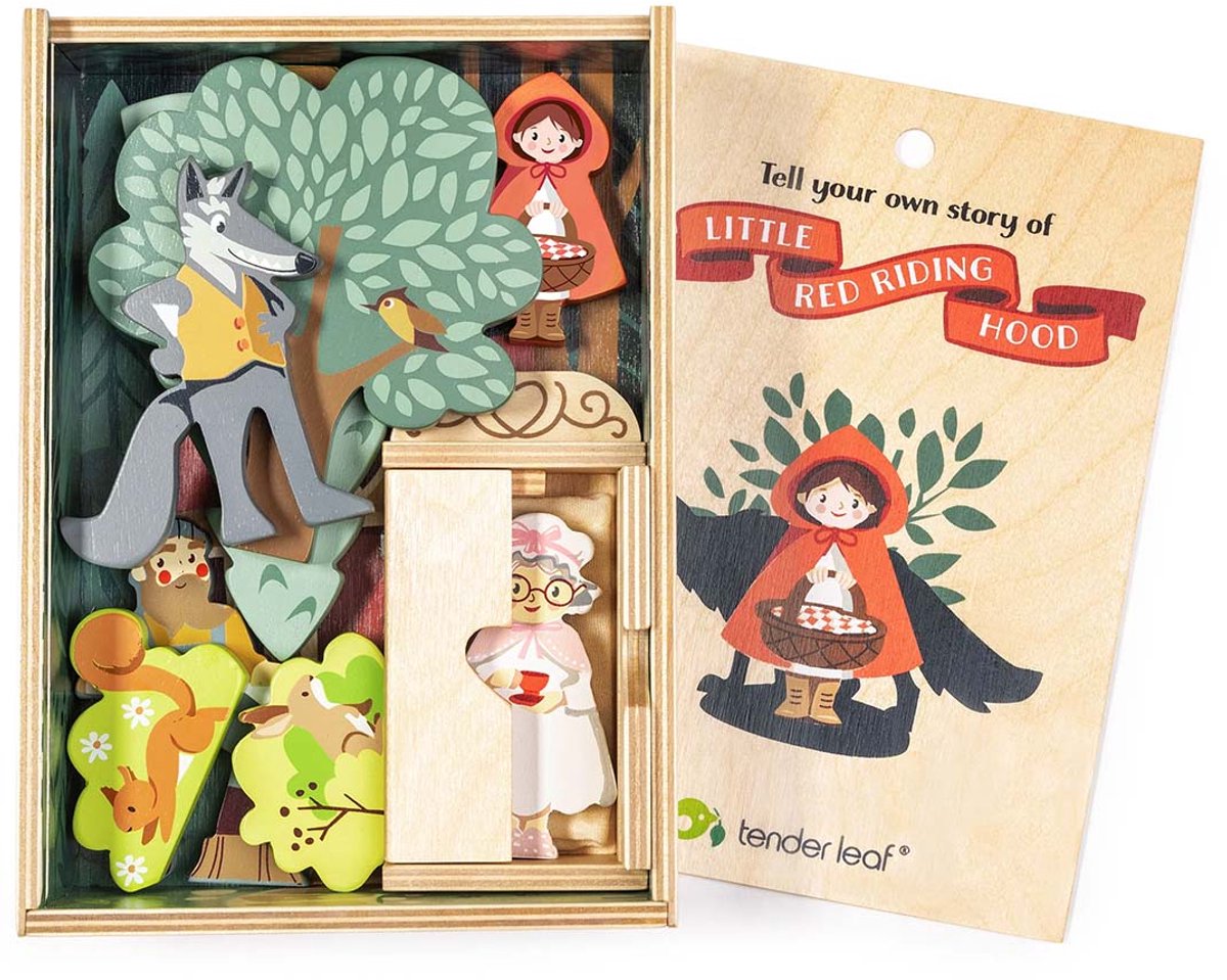 Tender leaf houten speelgoed roodkapje speelset voor kinderen.