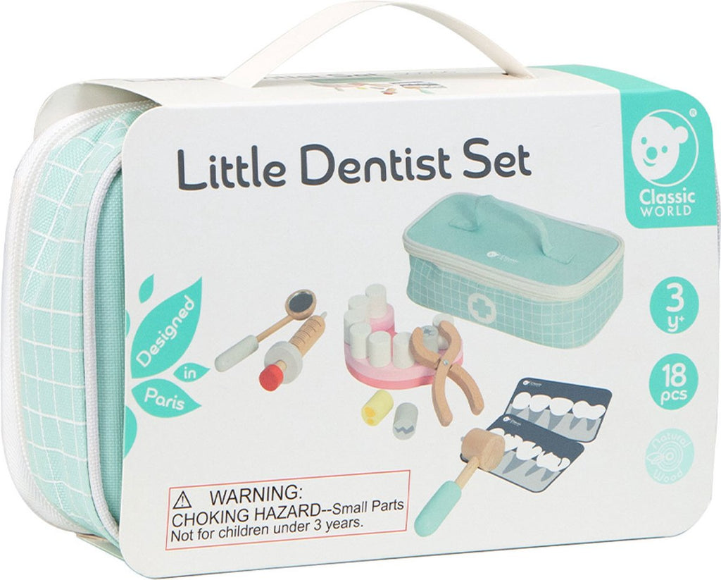 Classic world houten tandarts speelgoedset met opbergtas - educatief rollenspel.