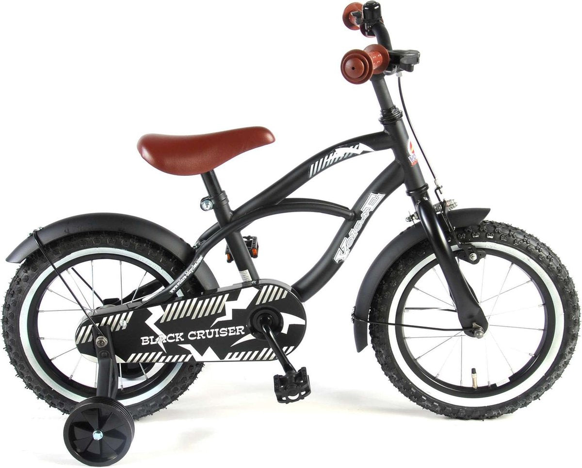 Volare Black Cruiser Kinderfiets - Jongens - 14 inch - Zwart - 95% afgemonteerd