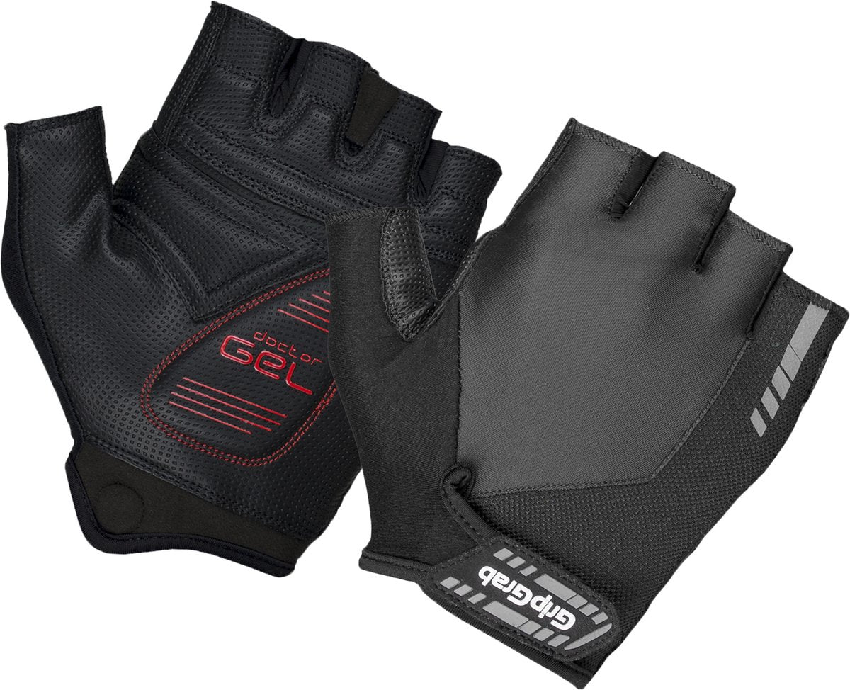 Gripgrab - progel padded korte vinger zomer fietshandschoenen wielrenhandschoenen met padding - zwart - unisex - maat m