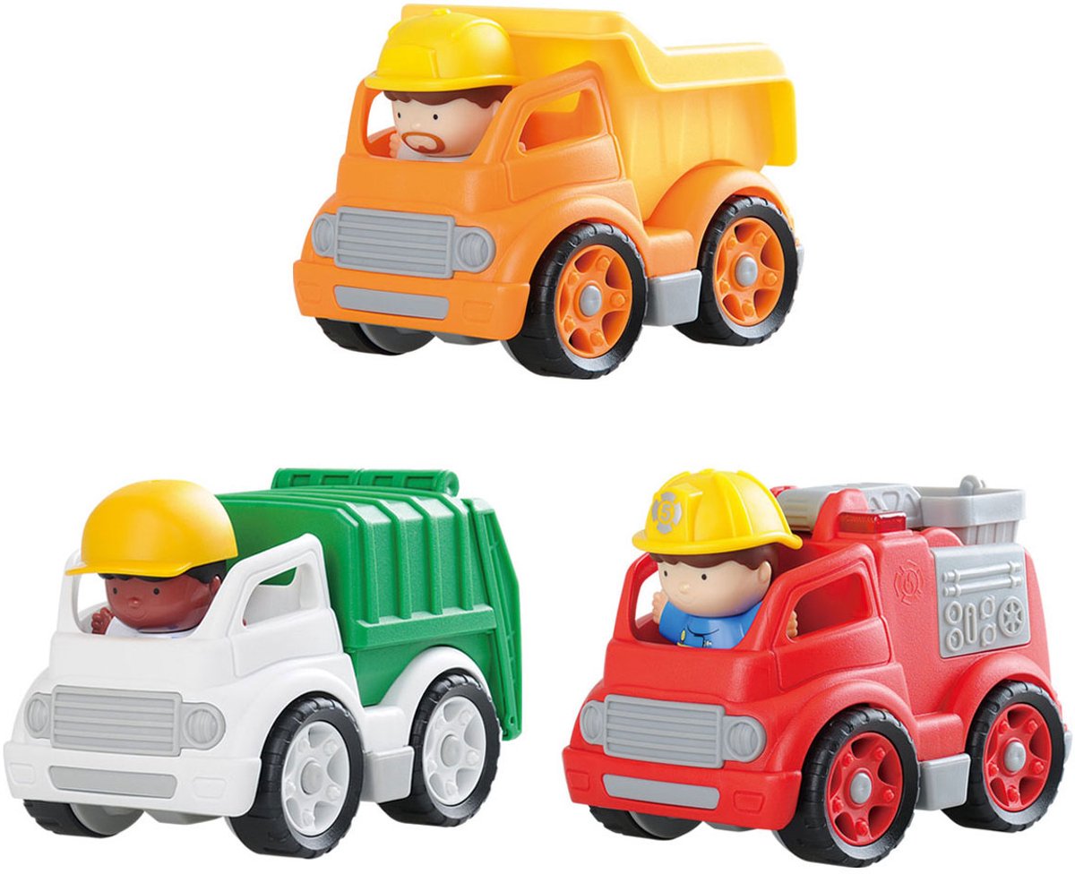 Playgo Nutzfahrzeuge mit Figuren Spielset - 6-teilig.