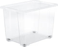 Rotho core basic opbergboxen - set van 4 - stapelbaar - 65 ltr - met wieltjes