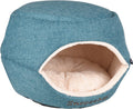 Flamingo kattenbed – katten slaapmand – kattenhuis – kattenhol – cat cave – blauw crème, 45 x 35 x 35 cm – slaapplaats snoozebay