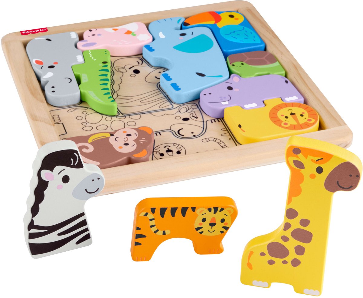 Fisher-price mattel houten dierenpuzzel van - educatief speelgoed.