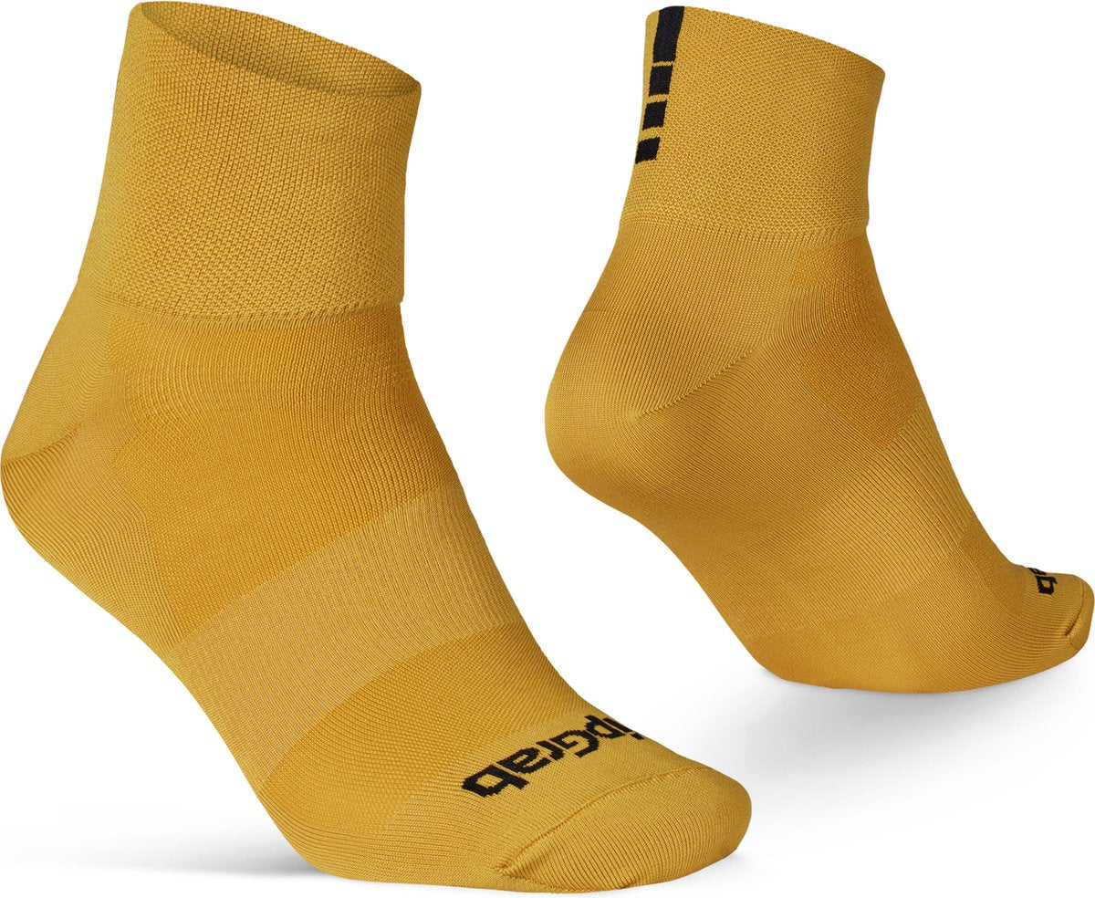 Gripgrab - lightweight sl korte performance zomer fietssokken 1 paar coolmax wielersport sokken low cut - mosterd geel - unisex - maat l (44-47)