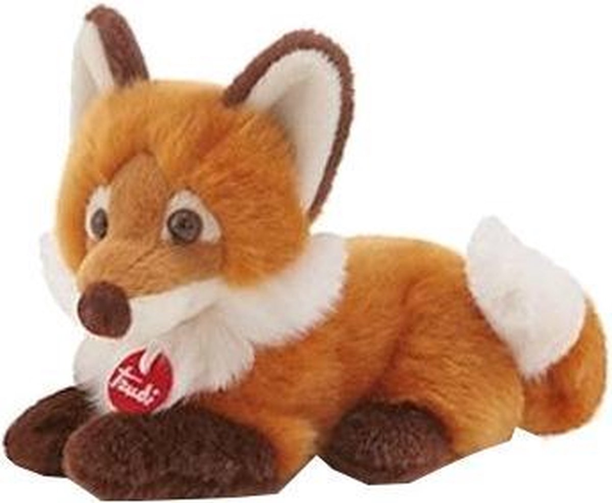 Trudi - no knuffel vos 18 cm - handgemaakt in italie - zacht pluche - knuffeldier voor jongens en meisjes - bruin - 9x14x18 cm maat xs