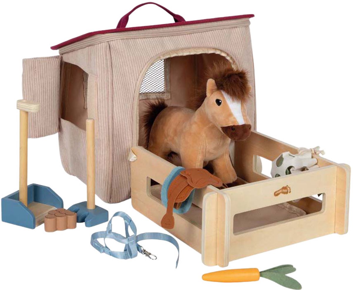 Small Foot – Spielset-Pferd mit Stall und Zubehör im Beutel