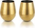 Viski stemless wijnglas - rvs - 532ml - goudkleurig - set van 2