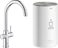 Grohe red compact 3 in 1 kokendwaterkraan - c-uitloop - 4l boiler – chroom