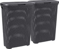 Curver style wasmand met deksel - 2x 40 liter - 2 stuks - antraciet