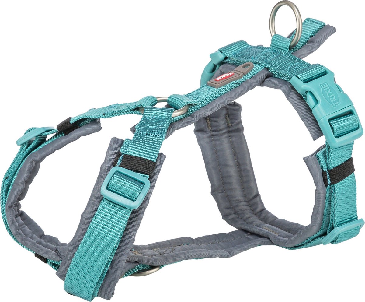 Trixie Premium-Hundegeschirr für Trekkingtouren, Aquablau/Graphitgrau