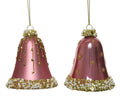 Decoris kersthangerset klokje set a 2 stuks roze