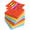Post-it - super sticky z-notes playful | 90 vel | ft 76 x 76 mm | geassorteerde kleuren | pak van 6 blokken