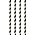 Rietjes papstar papier zwart, wit gestreept 6 mm diameter