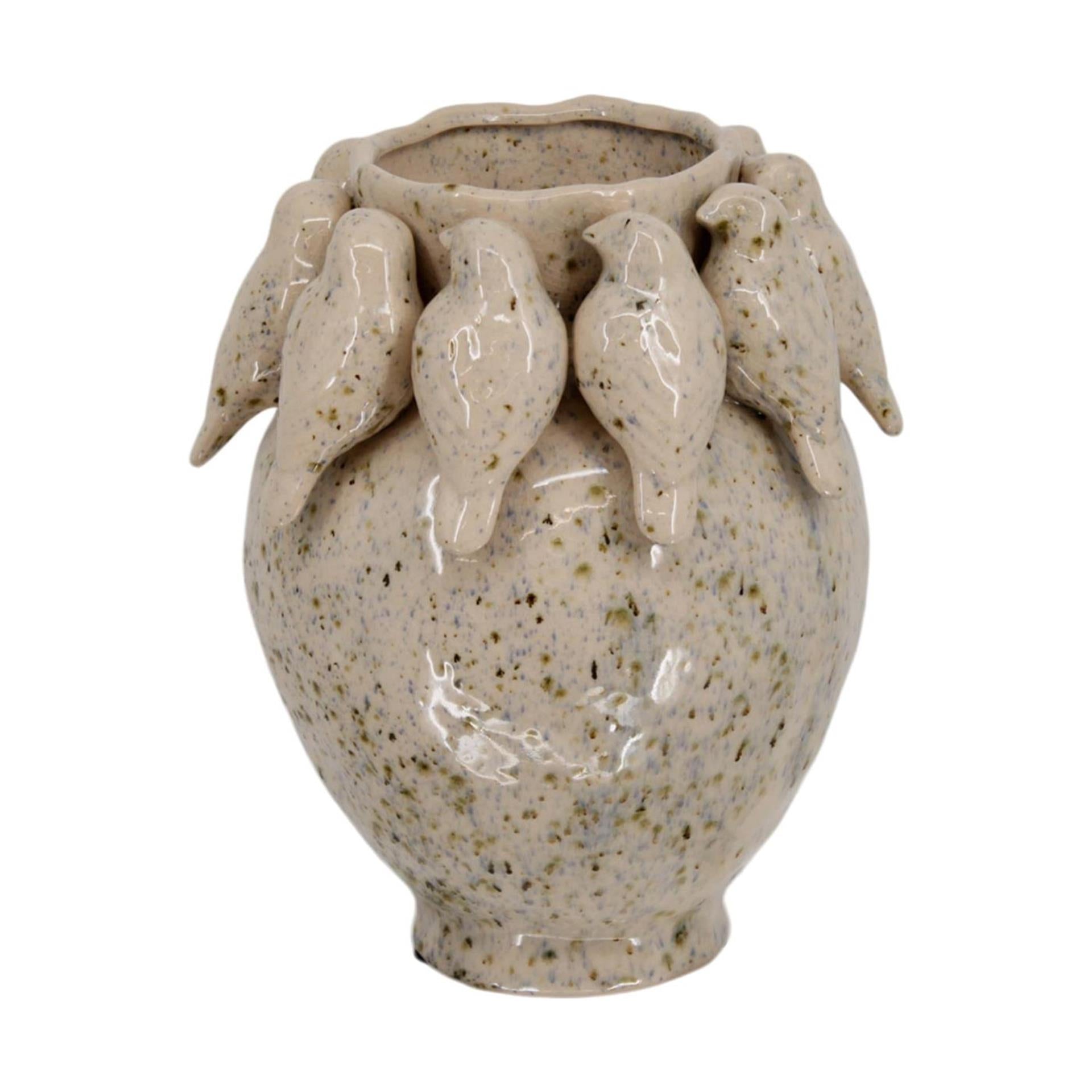 Dijk natural collections vaas met vogels cement ø22,7xh28cm