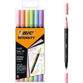 Bic intensity dual tip - viltstiften - stiften voor volwassenen - pastel kleurstiften met flexibele penseelpunt - 6 stuks