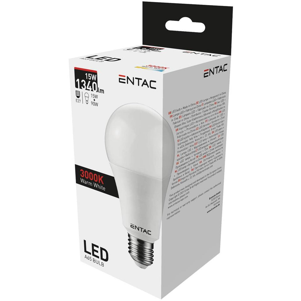 Entac led lamp 15w - e27 fitting, 3000 kelvin warm-wit, 1340 lumen