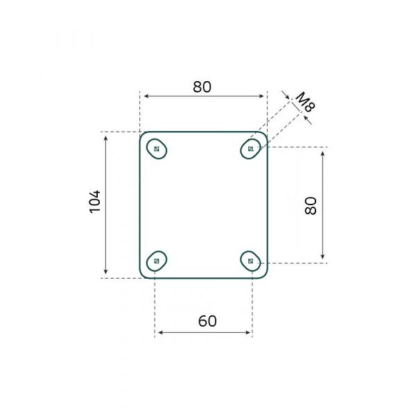 Tarsus bokwiel 125 mm. wit