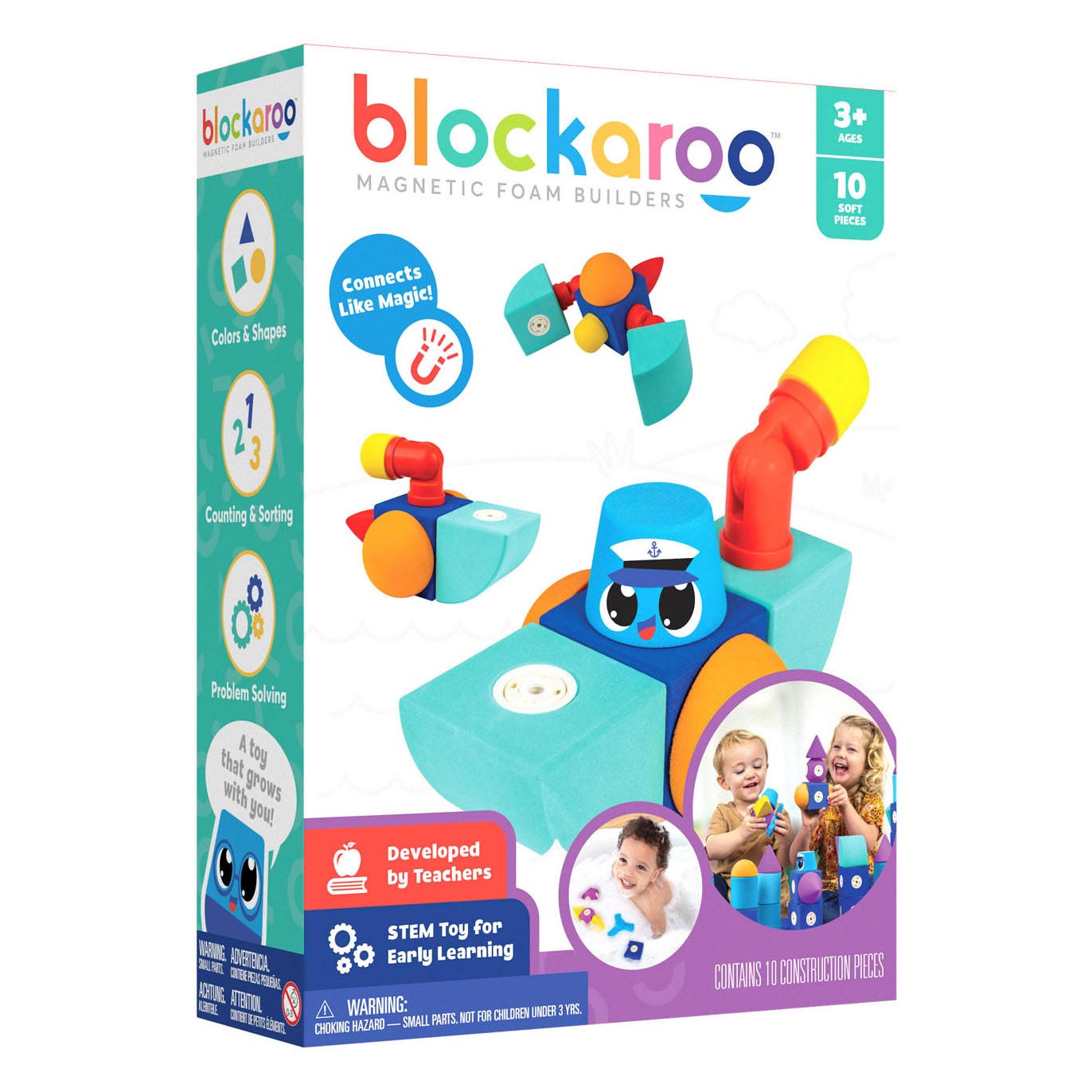 Blockaroo magnetische foam blokken boot box, 10dlg.