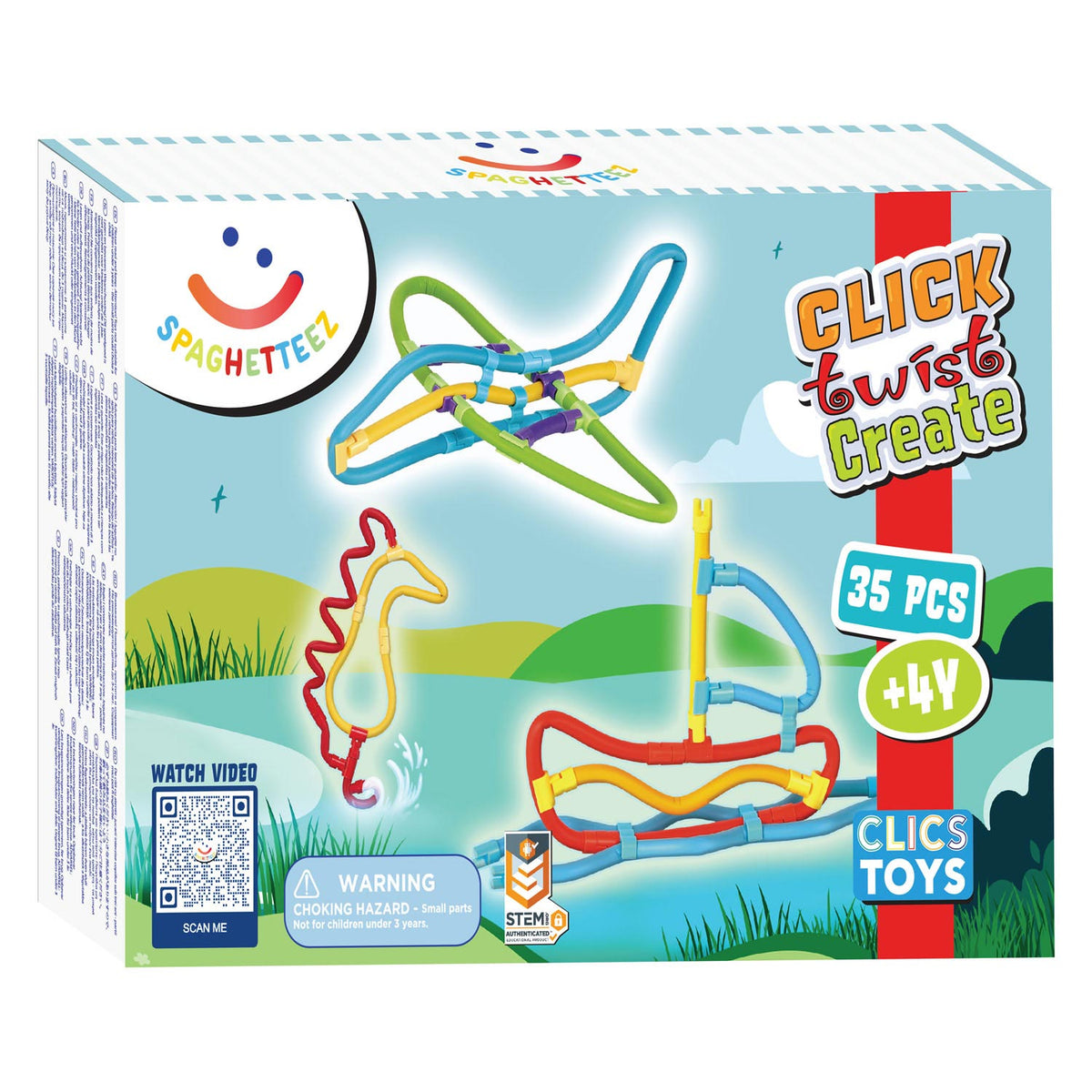 Clics Spaghettiez 3D-Kunst-Flexible-Baustäbe, 35dlg.