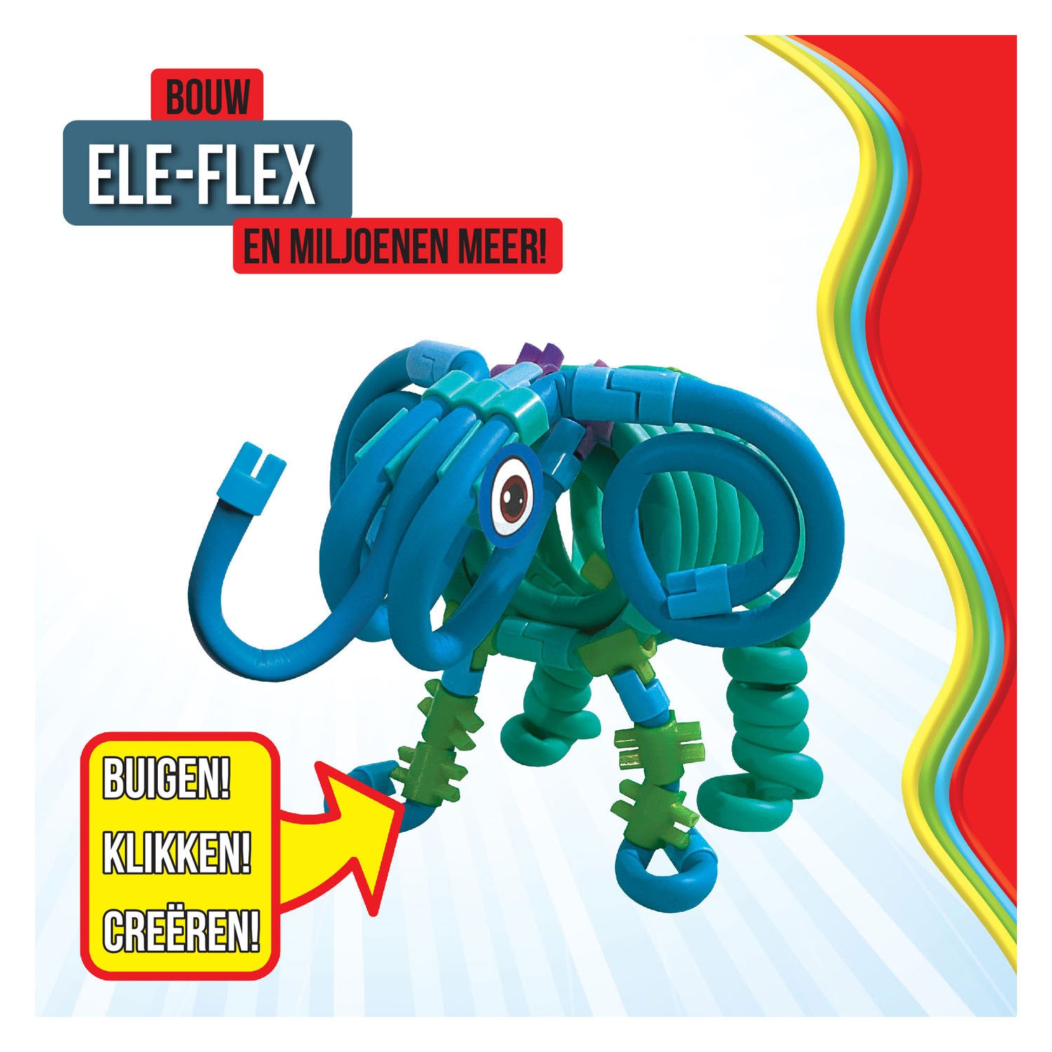 Clics Spaghetteez ele-flex olifant flexible Bouwstaafjes, 48dlg.