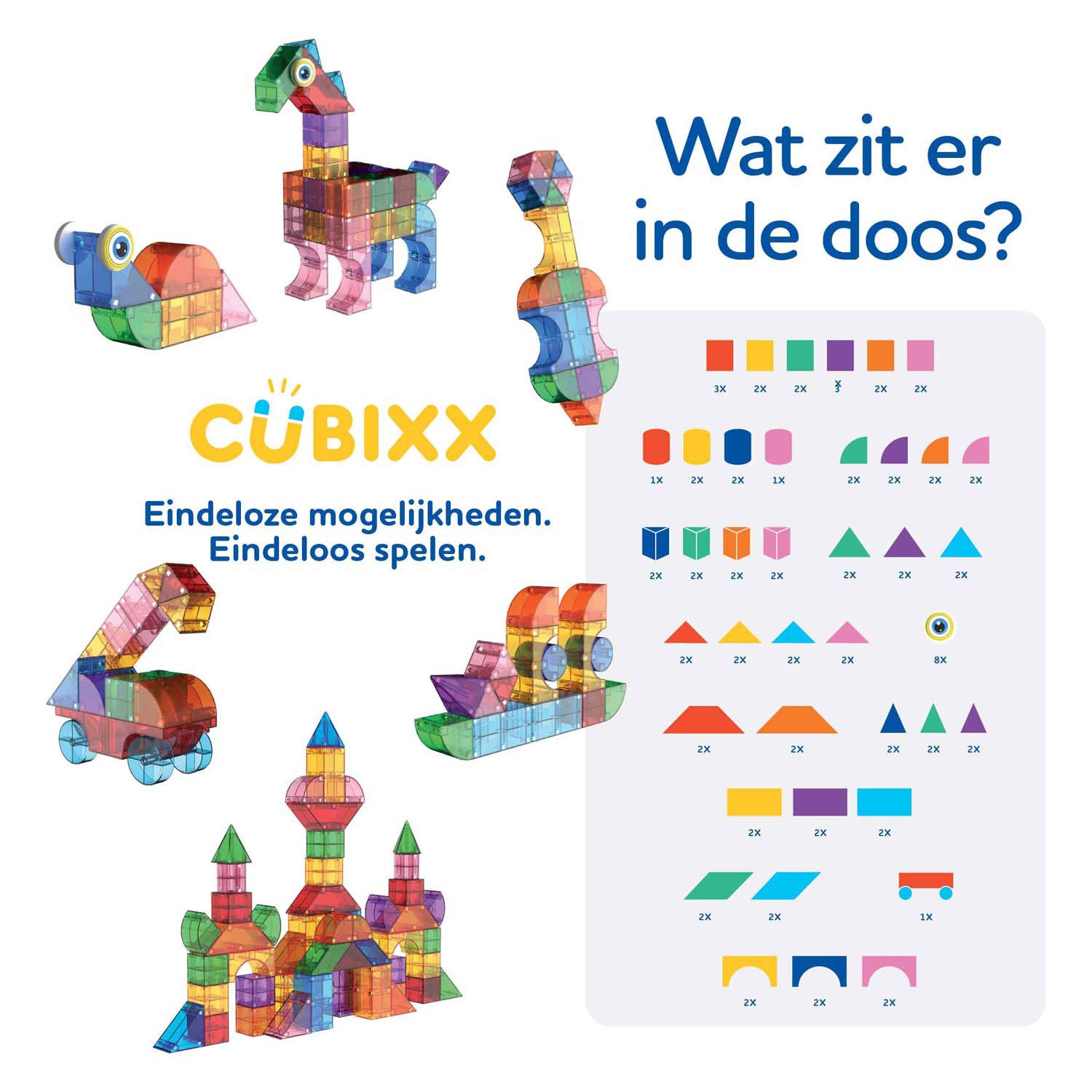 Cubbix magnetisch bouwspeelgoed kleurrijke blokken - 85-delig creatief speelgoed.