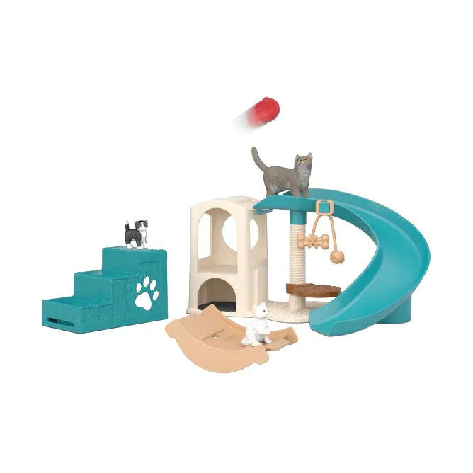 Schleich kattenspeelgoed speelset met krabpaal en wip.