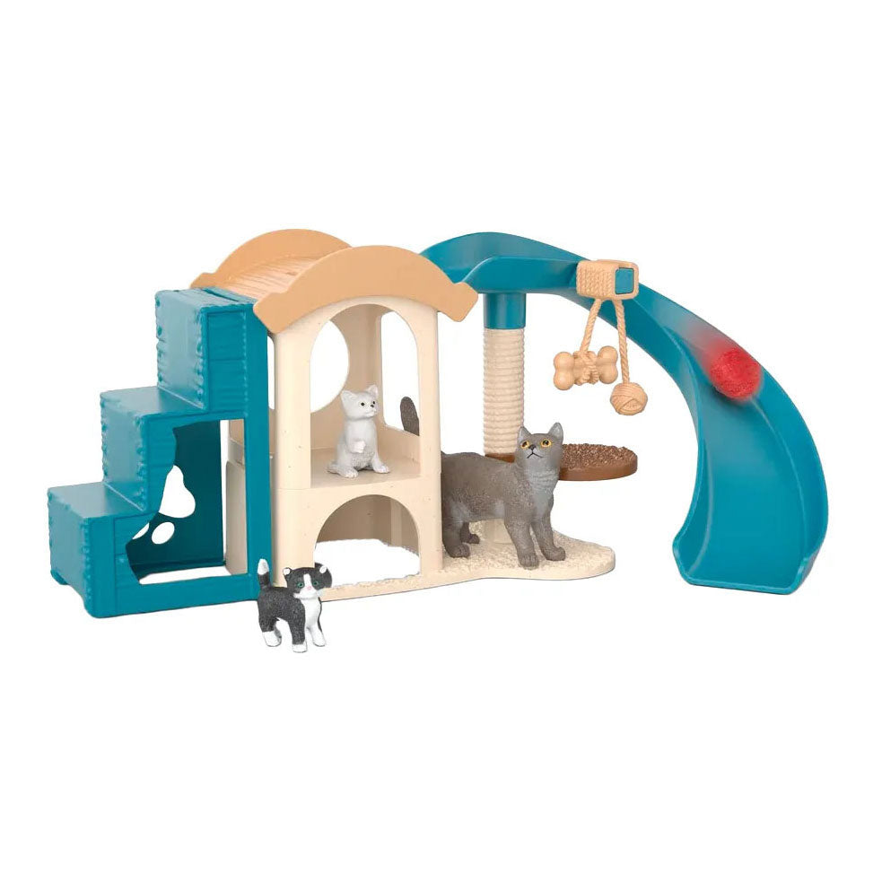 Schleich kattenspeelgoed speelset met krabpaal en wip.