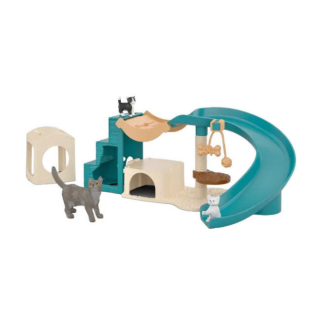 Schleich kattenspeelgoed speelset met krabpaal en wip.