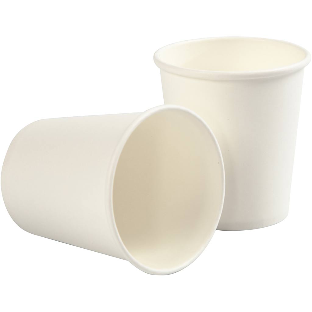 Beker van papier, h: 7,8 cm, d 7,2 cm, 205 ml, wit, 50 stuk 1 doos
